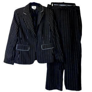 Vintage Chancelle Black And White Striped Pants Suit Set Size 8